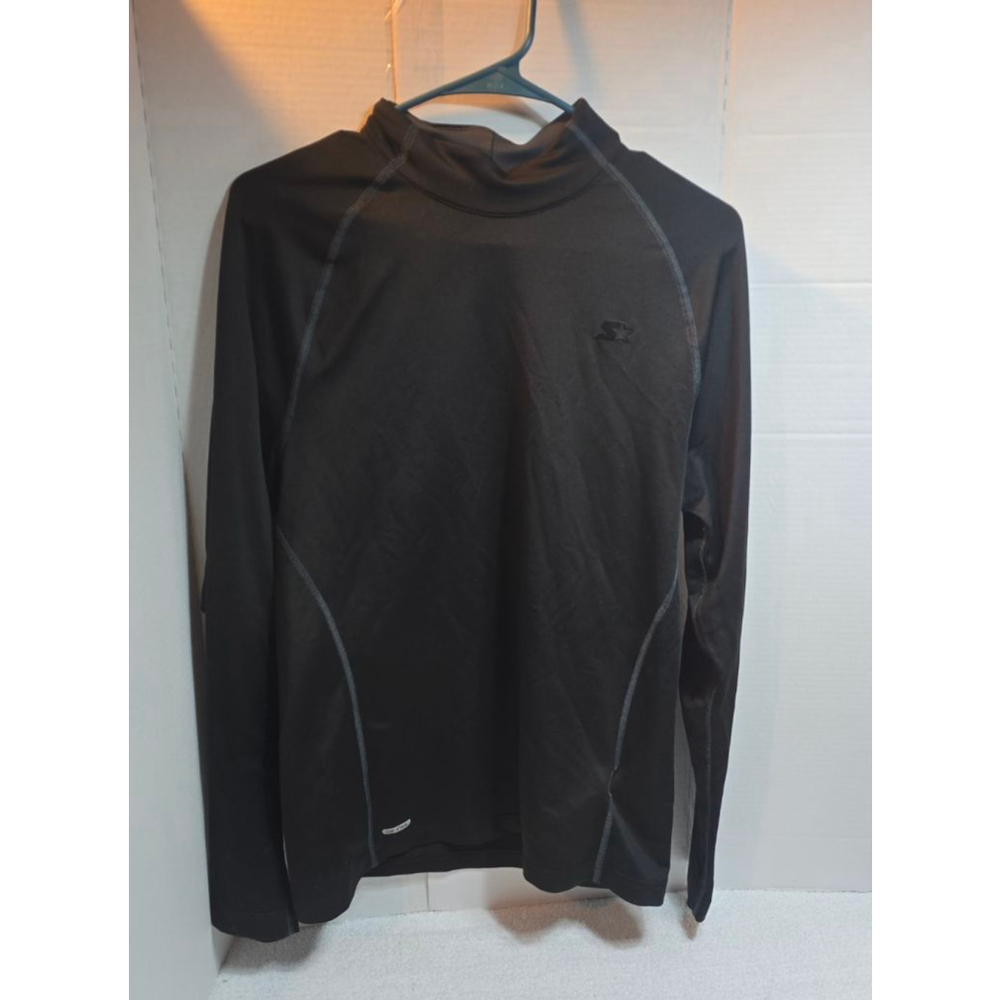 Men's Starter Black Long Sleeve Tee L with Grey Stitching